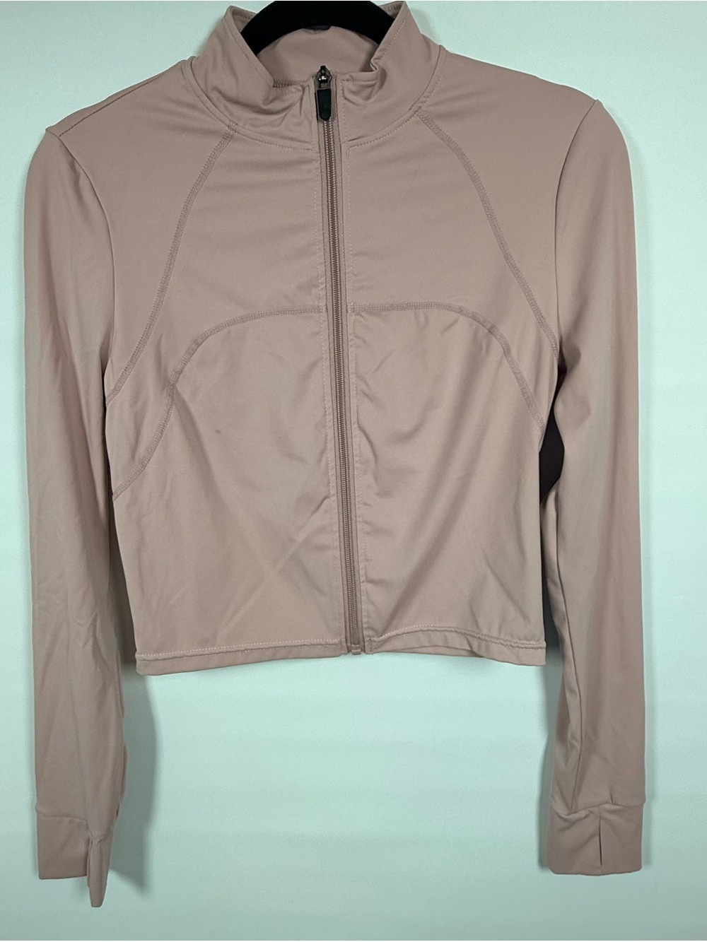 Ivicoer Cropped Athletic Jacket Women’s Pink Full Zip Thumbhole Workout Yoga